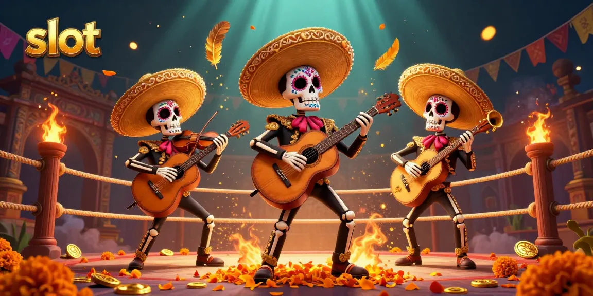 Engage in the exciting world of slot gaming with vibrant mariachi characters, golden coins, and energetic ambiance.