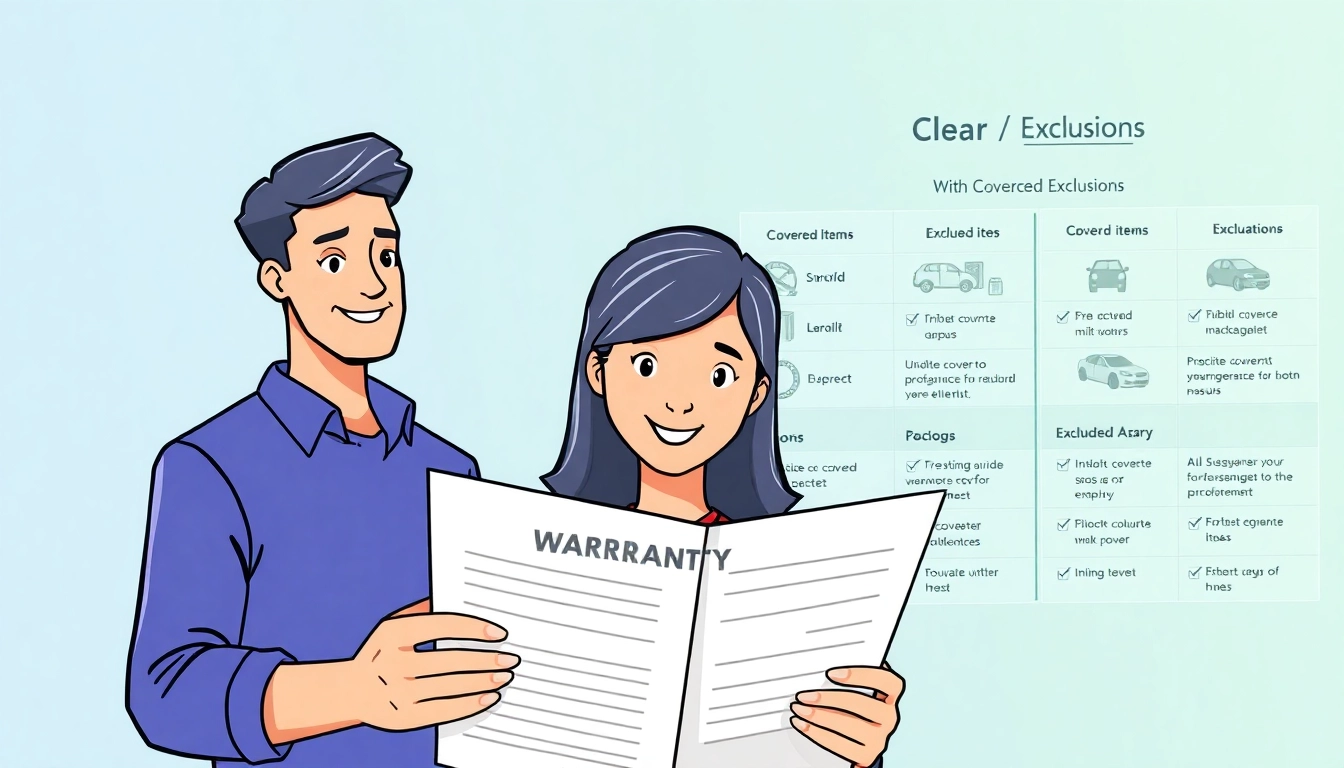 Visual representation of a warranty company with clear exclusions featuring consumer guidance.