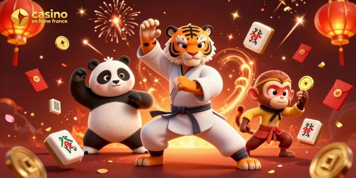 Jouer sur un casino en ligne France avec des personnages de jeu colorés et des éléments festifs