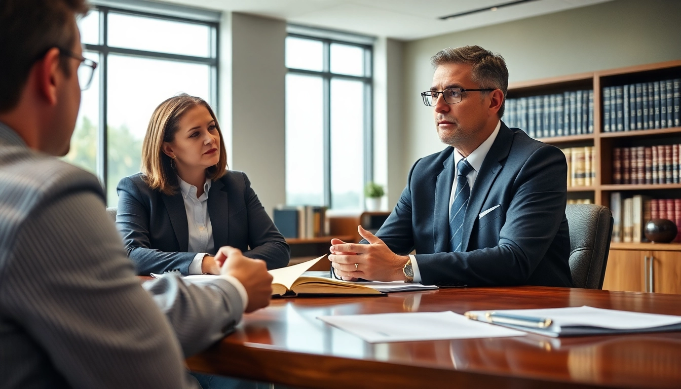 Broward County litigation lawyer advising a client in a modern office environment.