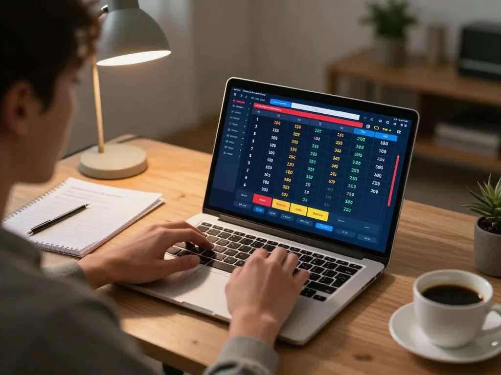 Engaging in online lô đề gameplay displaying strategic betting analysis on a laptop