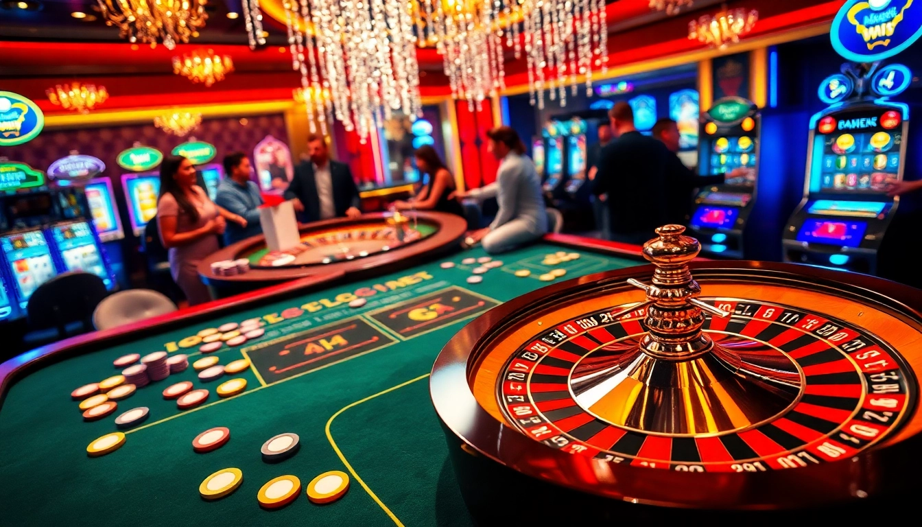 Experience thrilling gameplay with free porn games in a vibrant casino setting featuring roulette and lively players.