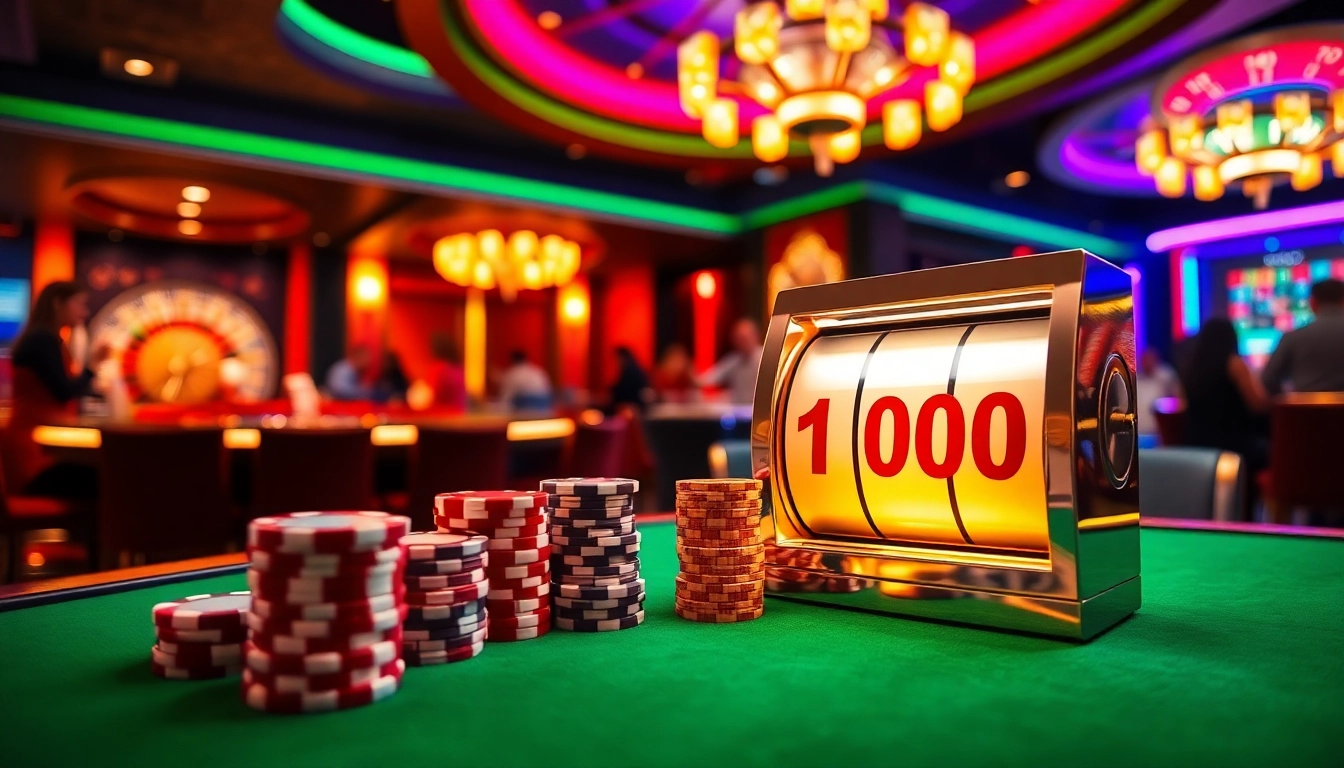 Rasakan sensasi slot depo 1000 dengan chip poker berwarna-warni dan suasana kasino yang menggembirakan.