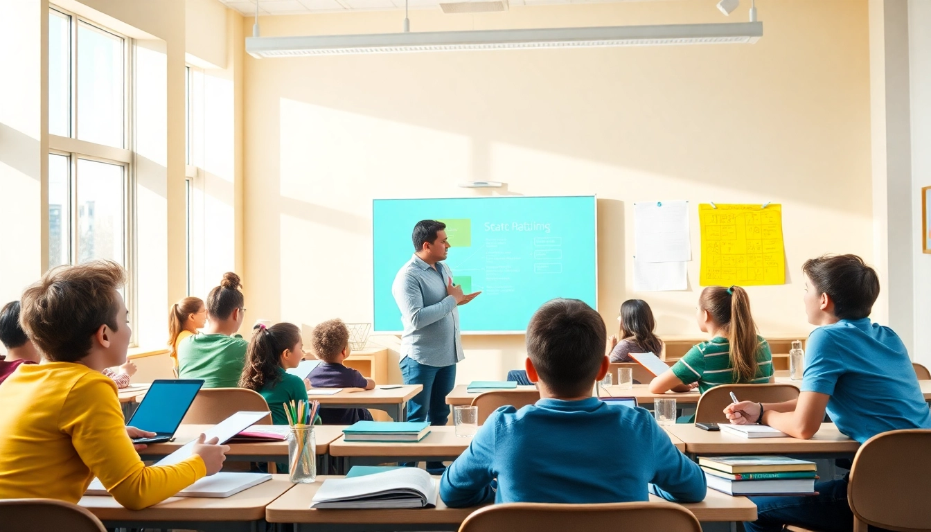 Engaging classroom scene showcasing Education activities with students and a teacher.