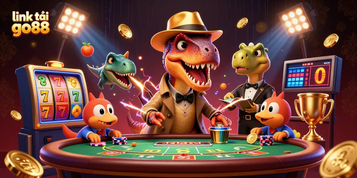 Experience thrilling gameplay with link tải go88 featuring a humorous scene of clever characters at the casino.