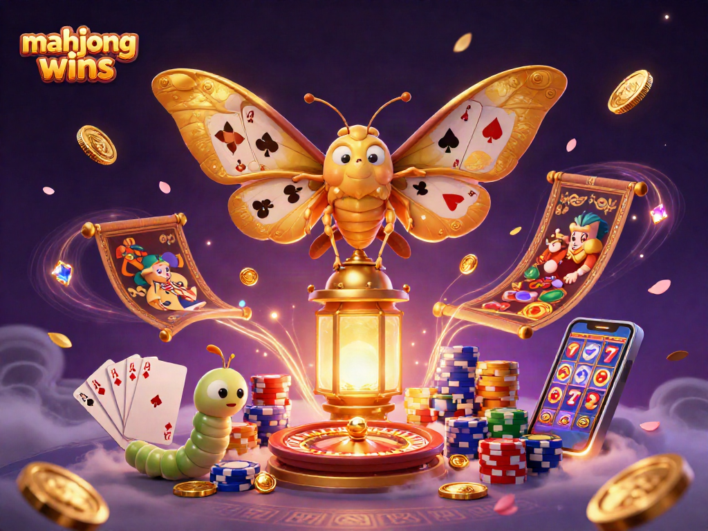 Mahjong wins reign supreme in this vibrant casino scene with gold coins and luxury elements