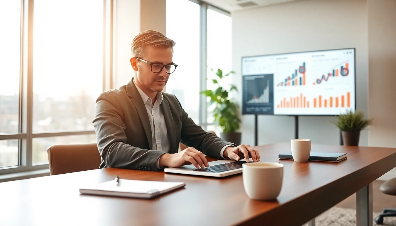 Boost your understanding of edmonton seo with a professional analyzing metrics in a modern workspace.