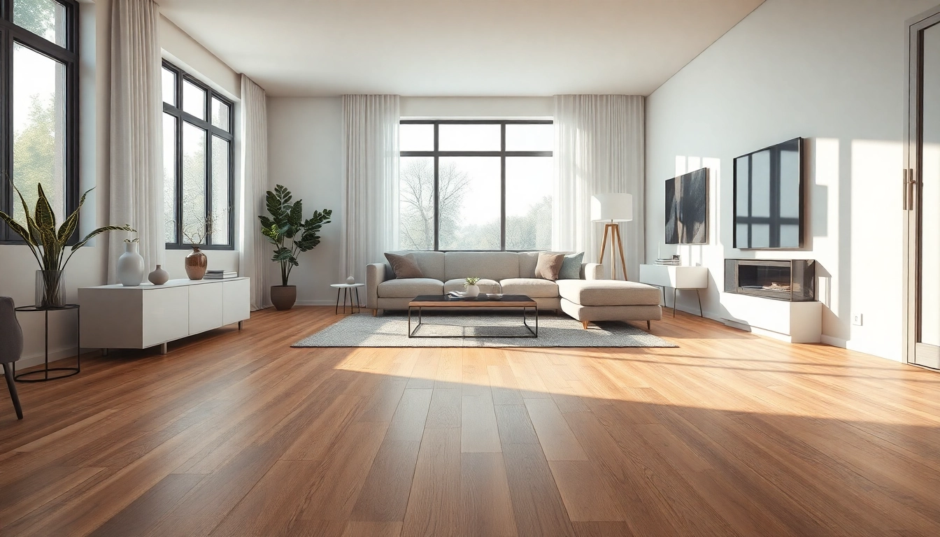 Salon éblouissant mettant en valeur un carrelage imitation parquet, améliorant l'esthétique d'une maison moderne.