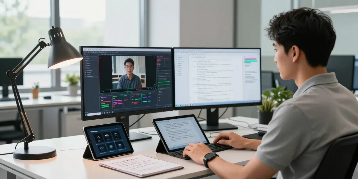 AI image detector specialist analyzing detection algorithms in a modern tech workspace.