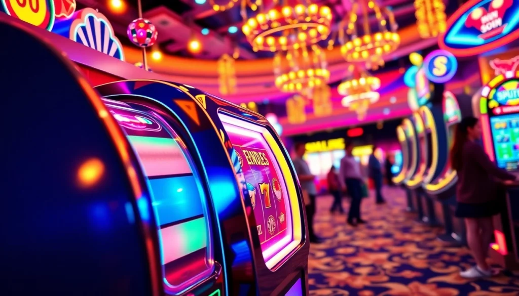 Menggairahkan permainan situs slot gacor dengan mesin slot yang bersinar dan ceria.