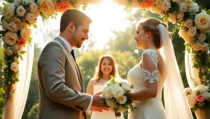 Videographer Tampa FL capturing an outdoor wedding in soft light with emotional expressions.