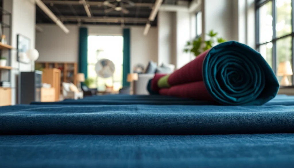 Punta di Roma stof gepresenteerd in een moderne showroom met luxe uitstraling.