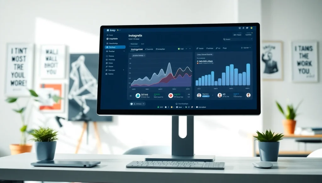 Engage with the Instagram smm panel in a vibrant digital marketing office setting.