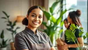Engaging scene of a maid providing assistance in Dubai, showcasing Maid Visa Dubai process.
