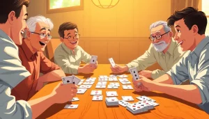 Playful players enjoy an exciting game of Ok rummy at a well-set table, showcasing vibrant cards and smiles.