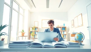 Traducteur assermenté à Marseille fournissant des services de traduction professionnels dans un bureau lumineux.