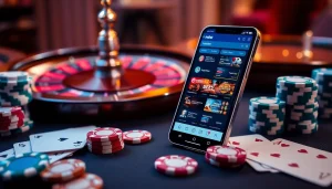The Indibet betting app displayed on a smartphone surrounded by casino elements for an immersive betting experience.