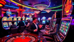 Experience Slot Gacor thrills with players winning big at vibrant casino slot machines.