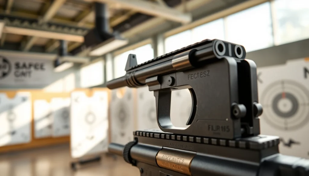 AR-15 forced reset trigger clearly displayed in a shooting range environment.