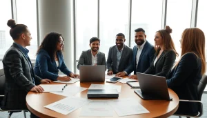 Engaged professionals discussing Acquisition Planning strategies in a bright office environment.