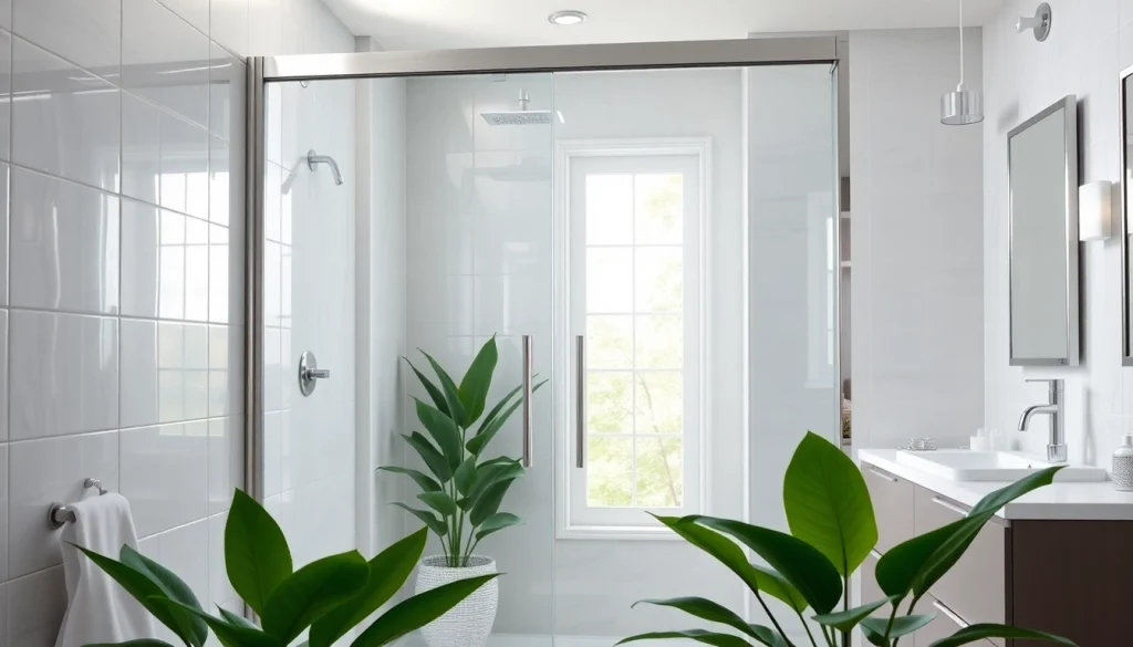 Showcasing sunney shower doors with modern design elements in a stylish bathroom.