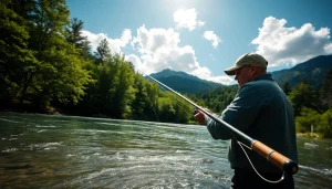 Casting the Best fly fishing rods in a beautiful mountain stream setting, showcasing the art of angling.
