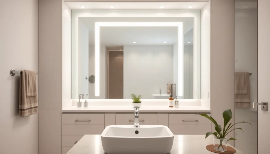 Transform your space with a stylish mirror with Lights that enhances your bathroom ambiance.