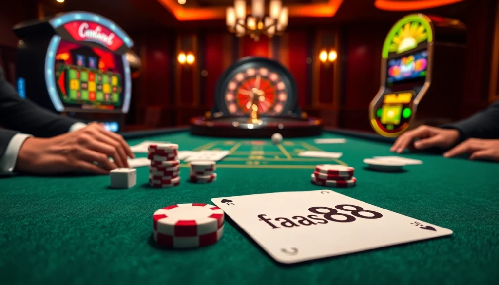 Experience thrilling action at a fa88 casino with lively gaming tables and vibrant atmosphere.