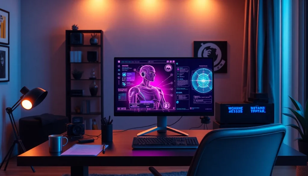 Engaging NSFW AI chatbot interface in a modern home office.