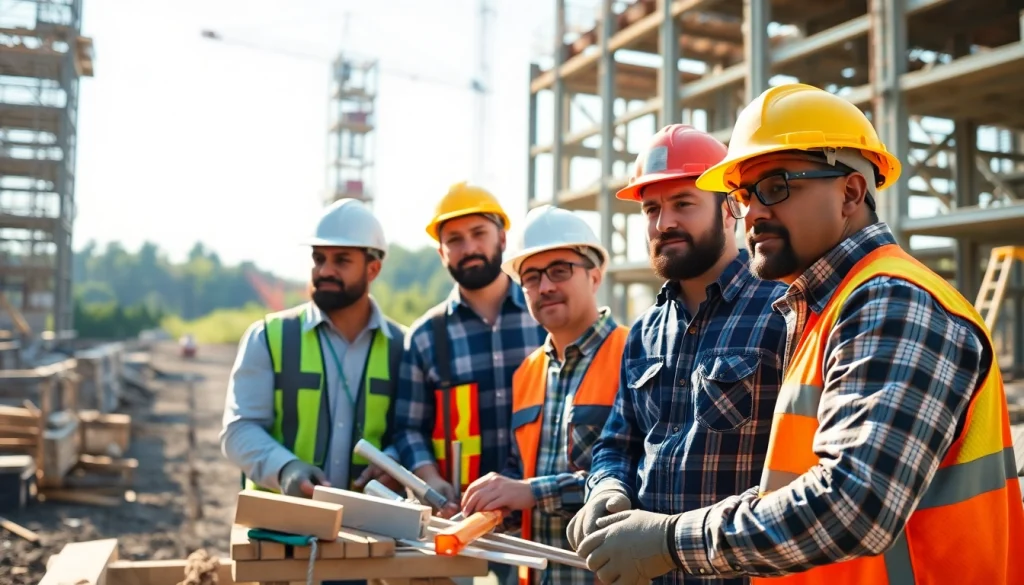 Construction advocacy carolinas showcased through diverse workers engaging on-site.