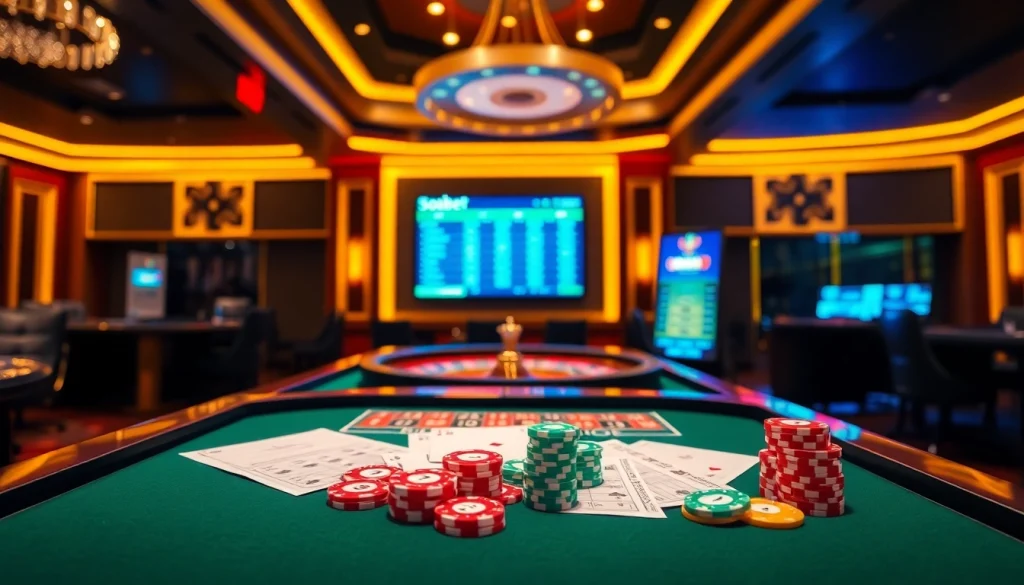 Engaging scene of online gambling with 7upbet link alternatif sbobet highlighted in a vibrant casino setting.