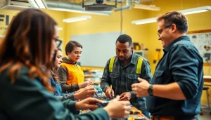 Students learning at an electrician trade school in Colorado, engaging with practical electrical skills.