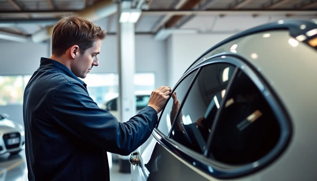 Enhance your vehicle's style with window tint Chattanooga in a professional garage setting