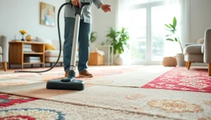 Experience exclusive carpet cleaning specials with a professional in action within a bright living room.