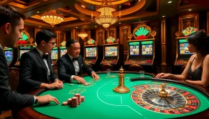 Players strategizing at the luxury gaming table of Nhà cái Haywin casino, highlighting excitement and professionalism.