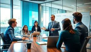 Empowering founder leadership insights from a confident business leader collaborating with the team.