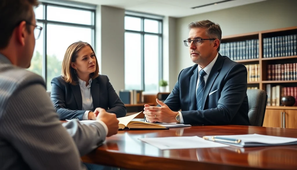 Broward County litigation lawyer advising a client in a modern office environment.