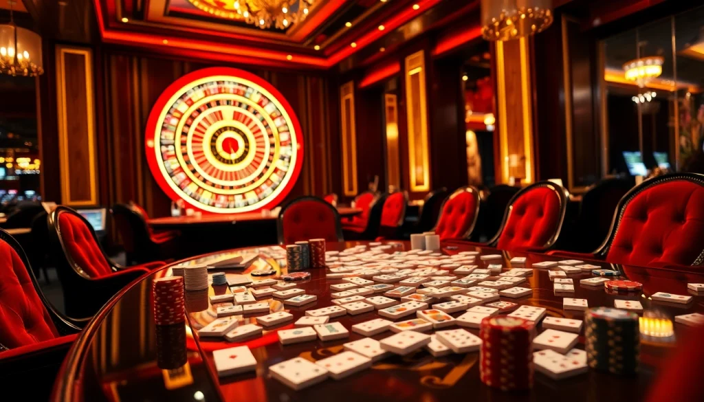Play link mahjong in a luxurious casino ambiance filled with vibrant colors and exciting gaming elements.