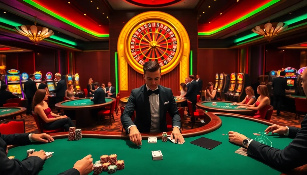 Players enjoying an exhilarating game at a luxurious casino featuring the brand 88i.