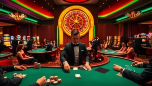 Players enjoying an exhilarating game at a luxurious casino featuring the brand 88i.