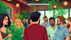 Gathering at Club Cannabis Madrid with diverse members enjoying cannabis in a cozy setting.