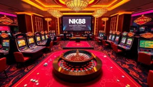 Players enjoying games and betting in a vibrant NK88 casino environment.